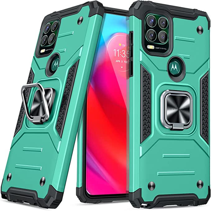 JAME for Moto G Stylus 5G Case, Shockproof Case for Moto G Stylus 5G with Rotatable Kickstand Military Heavy Duty Protection Phone Cover for Motorola G Stylus 5G 2021, Turquoise