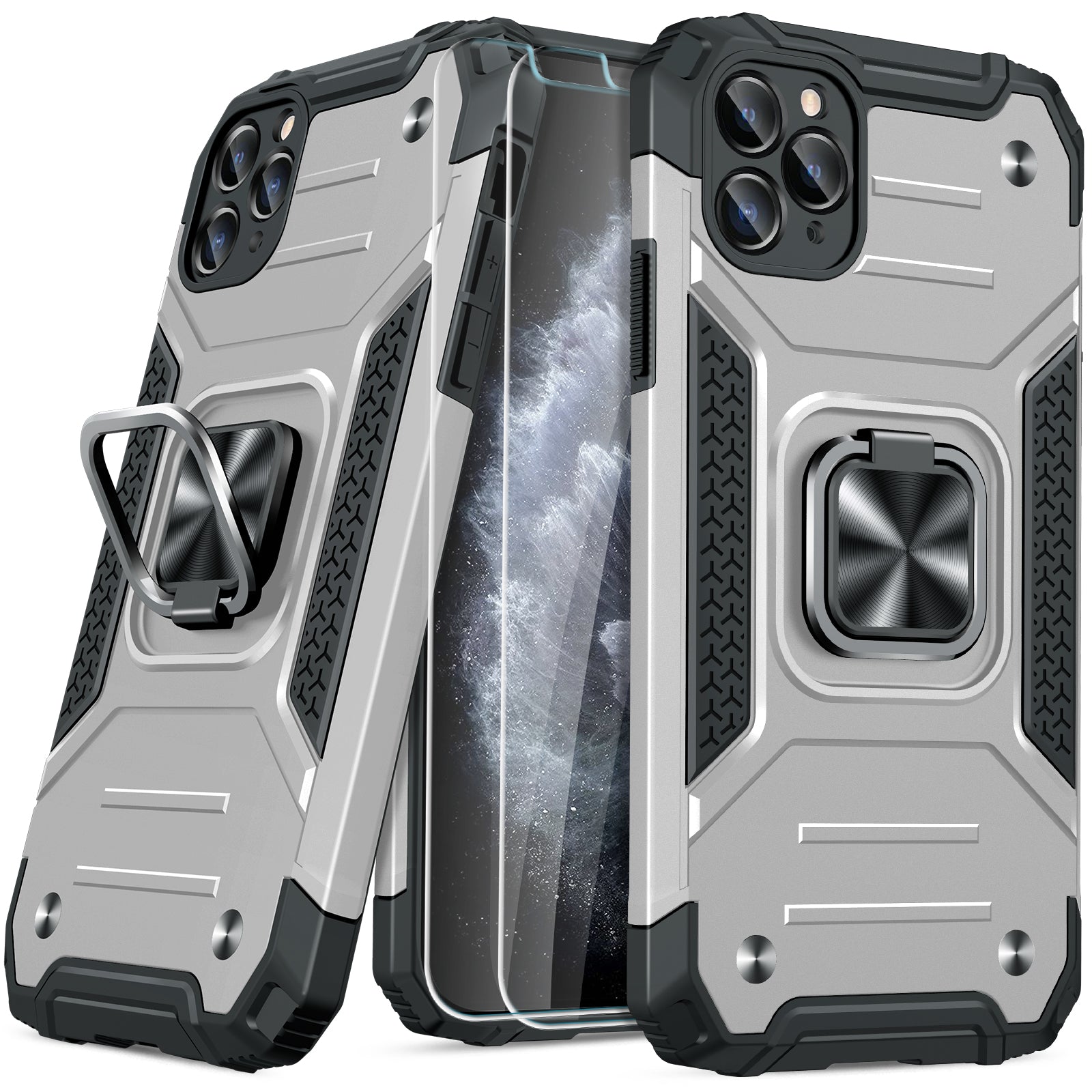 JAME Designed for iPhone 11 Case with Screen Protector 2PCS Militar